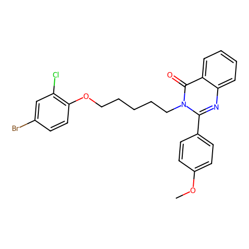3-(5-(4-bromo-2-chlorophenoxy)pentyl)-2-(4-methoxyphenyl)quinazolin-4(3H)-one structure