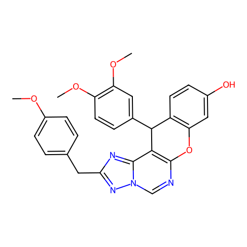 12-(3,4-dimethoxyphenyl)-2-(4-methoxybenzyl)-12H-chromeno[3,2-e][1,2,4]triazolo[1,5-c]pyrimidin-9-ol structure