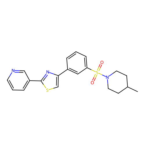 3-(4-{3-[(4-Methylpiperidin-1-yl)sulfonyl]phenyl}-1,3-thiazol-2-yl)pyridine structure