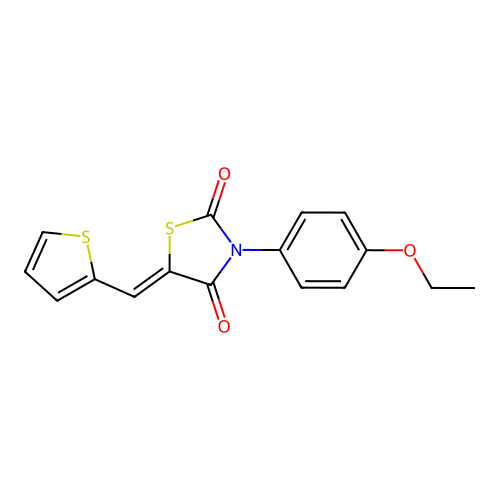 (Z)-3-(4-ethoxyphenyl)-5-(thiophen-2-ylmethylene)thiazolidine-2,4-dione structure