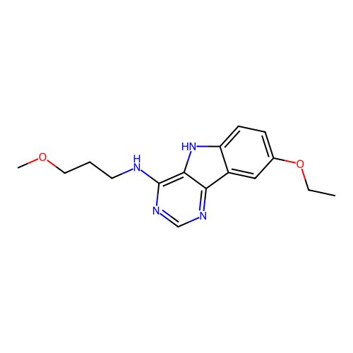 8-ethoxy-N-(3-methoxypropyl)-5H-pyrimido[5,4-b]indol-4-amine structure
