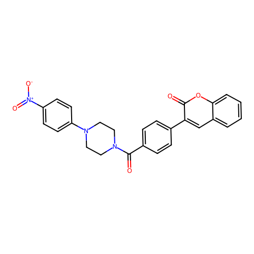 3-(4-{[4-(4-nitrophenyl)piperazin-1-yl]carbonyl}phenyl)-2H-chromen-2-one structure