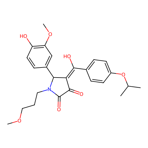 (4E)-5-(4-hydroxy-3-methoxyphenyl)-4-[hydroxy-(4-propan-2-yloxyphenyl)methylidene]-1-(3-methoxypropyl)pyrrolidine-2,3-dione structure