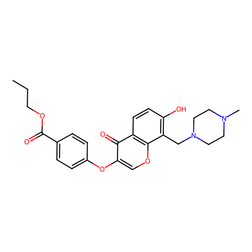 propyl 4-({7-hydroxy-8-[(4-methylpiperazin-1-yl)methyl]-4-oxo-4H-chromen-3-yl}oxy)benzoate structure