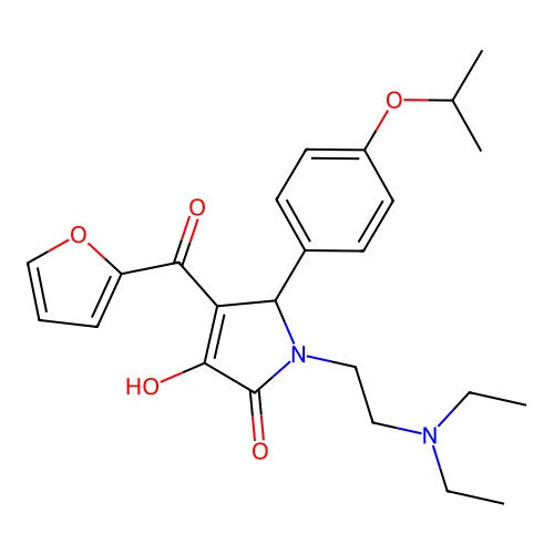1-[2-(diethylamino)ethyl]-4-(2-furylcarbonyl)-3-hydroxy-5-[4-(methylethoxy)phe nyl]-3-pyrrolin-2-one structure