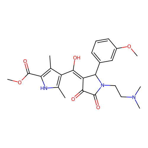 methyl 4-[[1-(2-dimethylaminoethyl)-2-(3-methoxyphenyl)-4,5-dioxopyrrolidin-3-ylidene]-hydroxymethyl]-3,5-dimethyl-1H-pyrrole-2-carboxylate structure