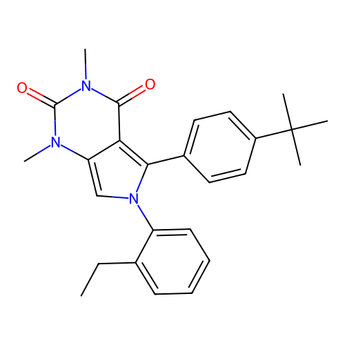 5-(4-tert-butylphenyl)-6-(2-ethylphenyl)-1,3-dimethylpyrrolo[3,4-d]pyrimidine-2,4-dione structure
