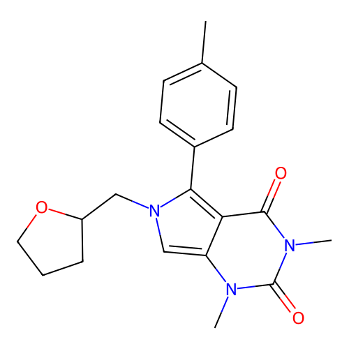 1,3-dimethyl-5-(4-methylphenyl)-6-(oxolan-2-ylmethyl)pyrrolo[3,4-d]pyrimidine-2,4-dione structure