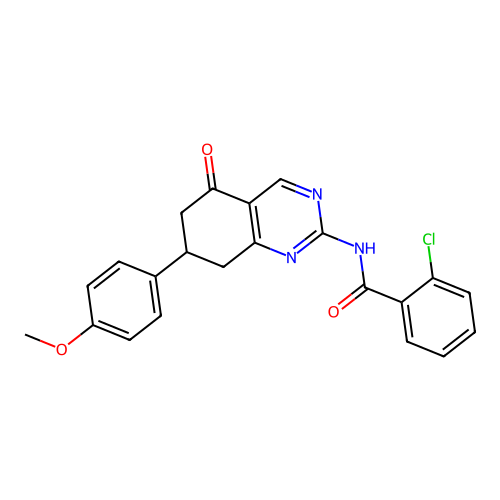 2-chloro-N-(7-(4-methoxyphenyl)-5-oxo-5,6,7,8-tetrahydroquinazolin-2-yl)benzamide structure