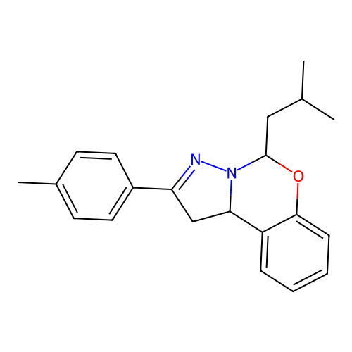 2-(4-methylphenyl)-5-(2-methylpropyl)-1,10b-dihydropyrazolo[1,5-c][1,3]benzoxazine structure