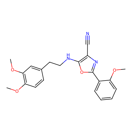 5-((3,4-dimethoxyphenethyl)amino)-2-(2-methoxyphenyl)oxazole-4-carbonitrile structure