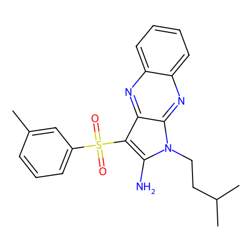 1-isopentyl-3-(m-tolylsulfonyl)-1H-pyrrolo[2,3-b]quinoxalin-2-amine structure