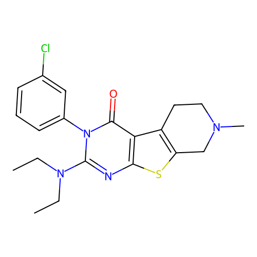 3-(3-chlorophenyl)-2-(diethylamino)-7-methyl-5,6,7,8-tetrahydropyrido[4',3':4,5]thieno[2,3-d]pyrimidin-4(3H)-one structure
