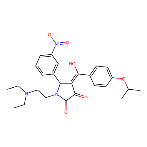 (4E)-1-(2-diethylaminoethyl)-4-[hydroxy-(4-propan-2-yloxyphenyl)methylidene]-5-(3-nitrophenyl)pyrrolidine-2,3-dione structure