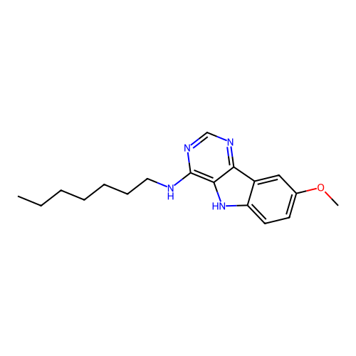 N-heptyl-8-methoxy-5H-pyrimido[5,4-b]indol-4-amine structure