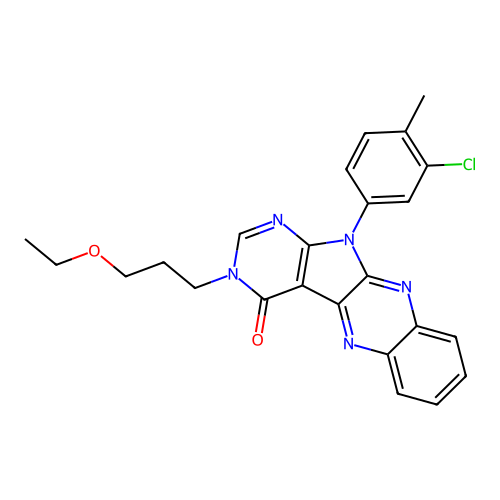 11-(3-chloro-4-methylphenyl)-3-(3-ethoxypropyl)-3,11-dihydro-4H-pyrimido[5',4':4,5]pyrrolo[2,3-b]quinoxalin-4-one structure