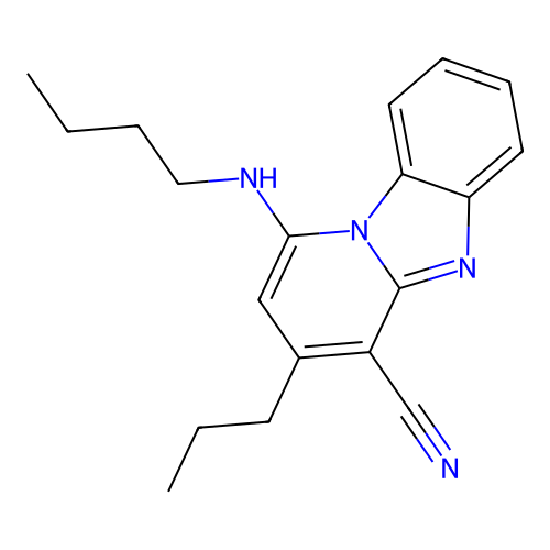 1-(Butylamino)-3-propylpyrido[1,2-a]benzimidazole-4-carbonitrile structure