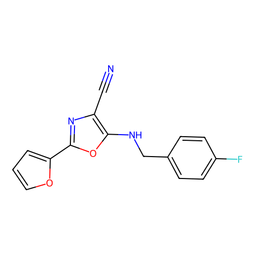 5-[(4-Fluorobenzyl)amino]-2-(furan-2-yl)-1,3-oxazole-4-carbonitrile structure