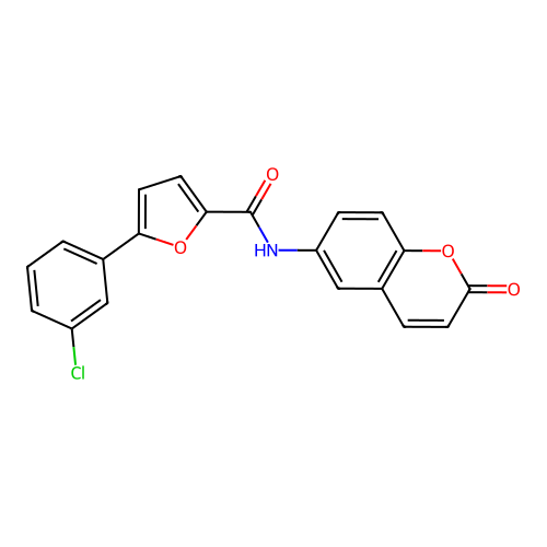 5-(3-chlorophenyl)-N-(2-oxo-2H-chromen-6-yl)furan-2-carboxamide structure
