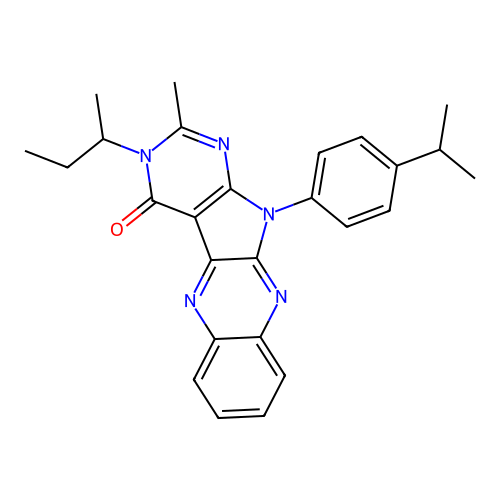 3-(butan-2-yl)-2-methyl-11-[4-(propan-2-yl)phenyl]-3,11-dihydro-4H-pyrimido[5',4':4,5]pyrrolo[2,3-b]quinoxalin-4-one structure