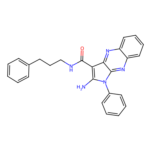 2-amino-1-phenyl-N-(3-phenylpropyl)-1H-pyrrolo[2,3-b]quinoxaline-3-carboxamide structure