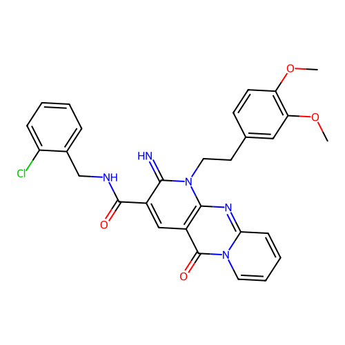 N-(2-chlorobenzyl)-1-[2-(3,4-dimethoxyphenyl)ethyl]-2-imino-5-oxo-1,5-dihydro-2H-dipyrido[1,2-a:2',3'-d]pyrimidine-3-carboxamide structure