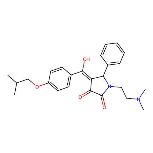 1-(2-dimethylaminoethyl)-4-[hydroxy-[4-(2-methylpropoxy)phenyl]methylidene]-5-phenylpyrrolidine-2,3-dione structure