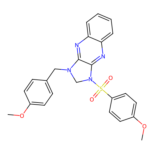 1-[(4-methoxyphenyl)methyl]-3-(4-methoxyphenyl)sulfonyl-2H-imidazo[4,5-b]quinoxaline structure