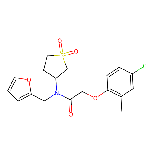 2-(4-chloro-2-methylphenoxy)-N-(1,1-dioxidotetrahydrothiophen-3-yl)-N-(furan-2-ylmethyl)acetamide structure