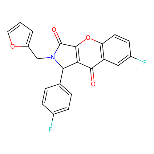 7-fluoro-1-(4-fluorophenyl)-2-(furan-2-ylmethyl)-1,2-dihydrochromeno[2,3-c]pyrrole-3,9-dione structure