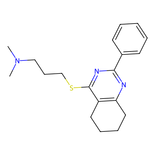 N,N-dimethyl-3-[(2-phenyl-5,6,7,8-tetrahydroquinazolin-4-yl)sulfanyl]propan-1-amine structure