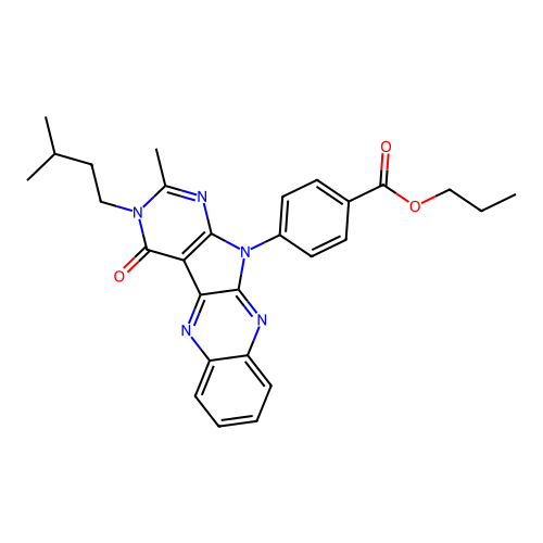 propyl 4-(3-isopentyl-2-methyl-4-oxo-3H-pyrimido[5',4':4,5]pyrrolo[2,3-b]quinoxalin-11(4H)-yl)benzoate structure