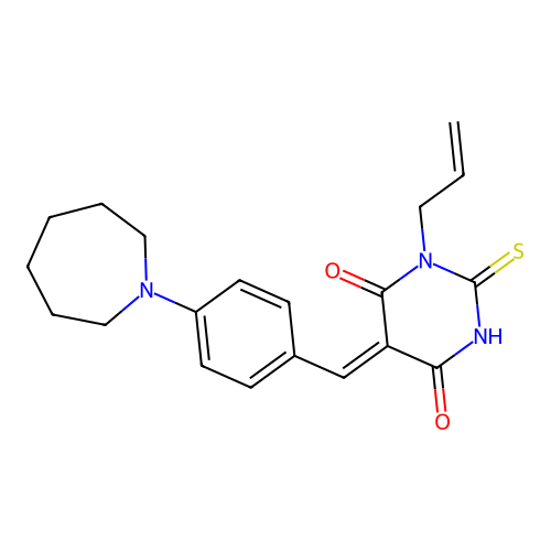 (Z)-1-allyl-5-(4-(azepan-1-yl)benzylidene)-2-thioxodihydropyrimidine-4,6(1H,5H)-dione structure