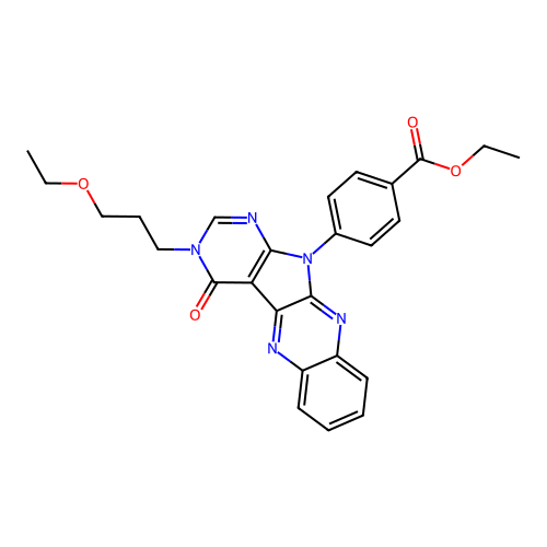 ethyl 4-(3-(3-ethoxypropyl)-4-oxo-3H-pyrimido[5',4':4,5]pyrrolo[2,3-b]quinoxalin-11(4H)-yl)benzoate structure