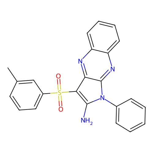 1-Phenyl-3-(toluene-3-sulfonyl)-1H-pyrrolo[2,3-b]quinoxalin-2-ylamine structure