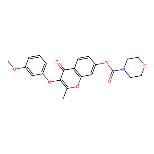 3-(3-methoxyphenoxy)-2-methyl-4-oxo-4H-chromen-7-yl morpholine-4-carboxylate structure