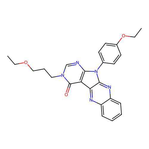 11-(4-ethoxyphenyl)-3-(3-ethoxypropyl)-3,11-dihydro-4H-pyrimido[5',4':4,5]pyrrolo[2,3-b]quinoxalin-4-one structure