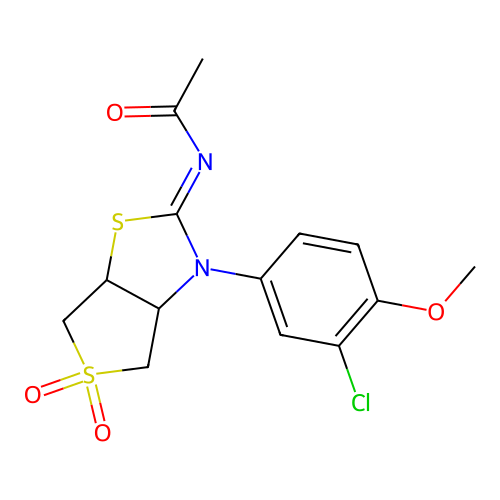 N-[(2Z)-3-(3-chloro-4-methoxyphenyl)-5,5-dioxidotetrahydrothieno[3,4-d][1,3]thiazol-2(3H)-ylidene]acetamide structure