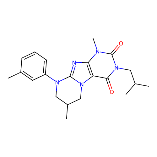 1,7-dimethyl-9-(3-methylphenyl)-3-(2-methylpropyl)-6,7,8,9-tetrahydropyrimido[2,1-f]purine-2,4(1H,3H)-dione structure