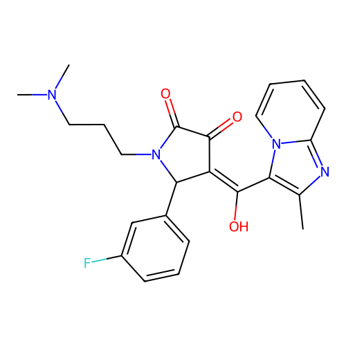 (4E)-1-[3-(dimethylamino)propyl]-5-(3-fluorophenyl)-4-[hydroxy-(2-methylimidazo[1,2-a]pyridin-3-yl)methylidene]pyrrolidine-2,3-dione structure