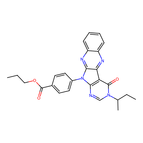 propyl 4-(3-(sec-butyl)-4-oxo-3H-pyrimido[5',4':4,5]pyrrolo[2,3-b]quinoxalin-11(4H)-yl)benzoate structure