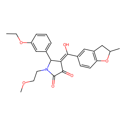 5-(3-ethoxyphenyl)-3-hydroxy-1-(2-methoxyethyl)-4-(2-methyl-2,3-dihydro-1-benzofuran-5-carbonyl)-2,5-dihydro-1H-pyrrol-2-one structure