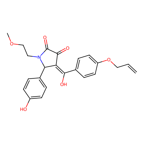 3-hydroxy-5-(4-hydroxyphenyl)-1-(2-methoxyethyl)-4-[4-(prop-2-en-1-yloxy)benzoyl]-2,5-dihydro-1H-pyrrol-2-one structure