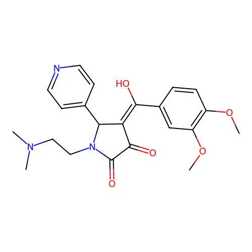 (4E)-4-[(3,4-dimethoxyphenyl)-hydroxymethylidene]-1-(2-dimethylaminoethyl)-5-pyridin-4-ylpyrrolidine-2,3-dione structure