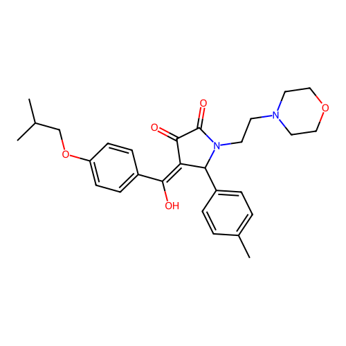 3-hydroxy-5-(4-methylphenyl)-4-[4-(2-methylpropoxy)benzoyl]-1-[2-(morpholin-4-yl)ethyl]-2,5-dihydro-1H-pyrrol-2-one structure