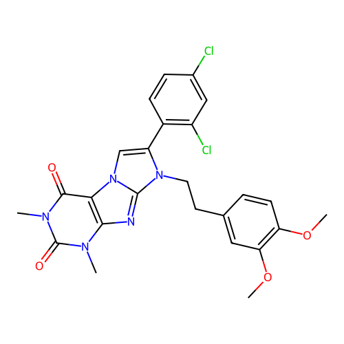 7-(2,4-dichlorophenyl)-6-[2-(3,4-dimethoxyphenyl)ethyl]-2,4-dimethylpurino[7,8-a]imidazole-1,3-dione structure