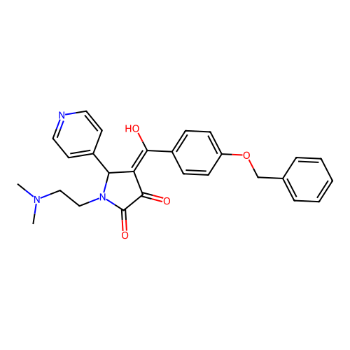 (4E)-1-(2-dimethylaminoethyl)-4-[hydroxy-(4-phenylmethoxyphenyl)methylidene]-5-pyridin-4-ylpyrrolidine-2,3-dione structure