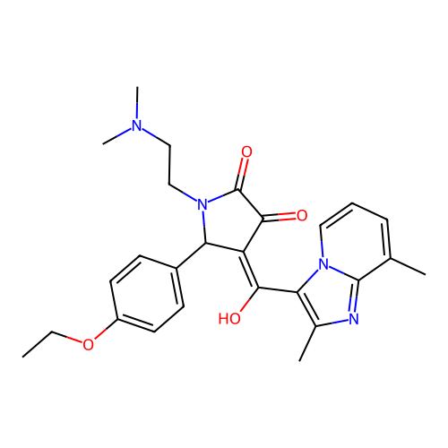 (4E)-1-(2-dimethylaminoethyl)-4-[(2,8-dimethylimidazo[1,2-a]pyridin-3-yl)-hydroxymethylidene]-5-(4-ethoxyphenyl)pyrrolidine-2,3-dione structure