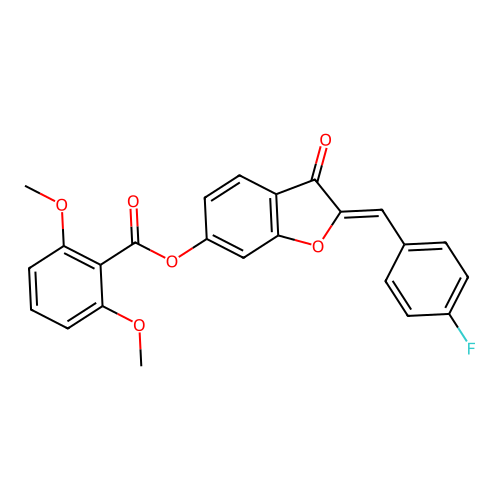 (2Z)-2-(4-fluorobenzylidene)-3-oxo-2,3-dihydro-1-benzofuran-6-yl 2,6-dimethoxybenzoate structure