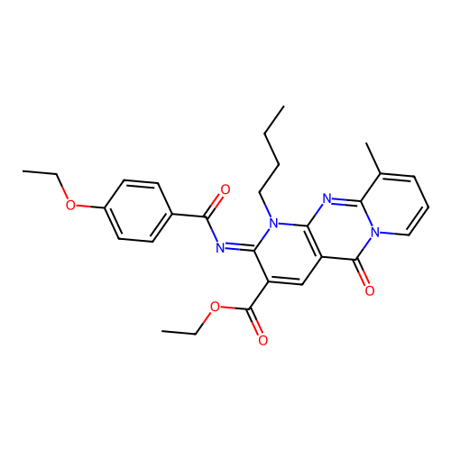 (Z)-ethyl 1-butyl-2-((4-ethoxybenzoyl)imino)-10-methyl-5-oxo-2,5-dihydro-1H-dipyrido[1,2-a:2',3'-d]pyrimidine-3-carboxylate structure